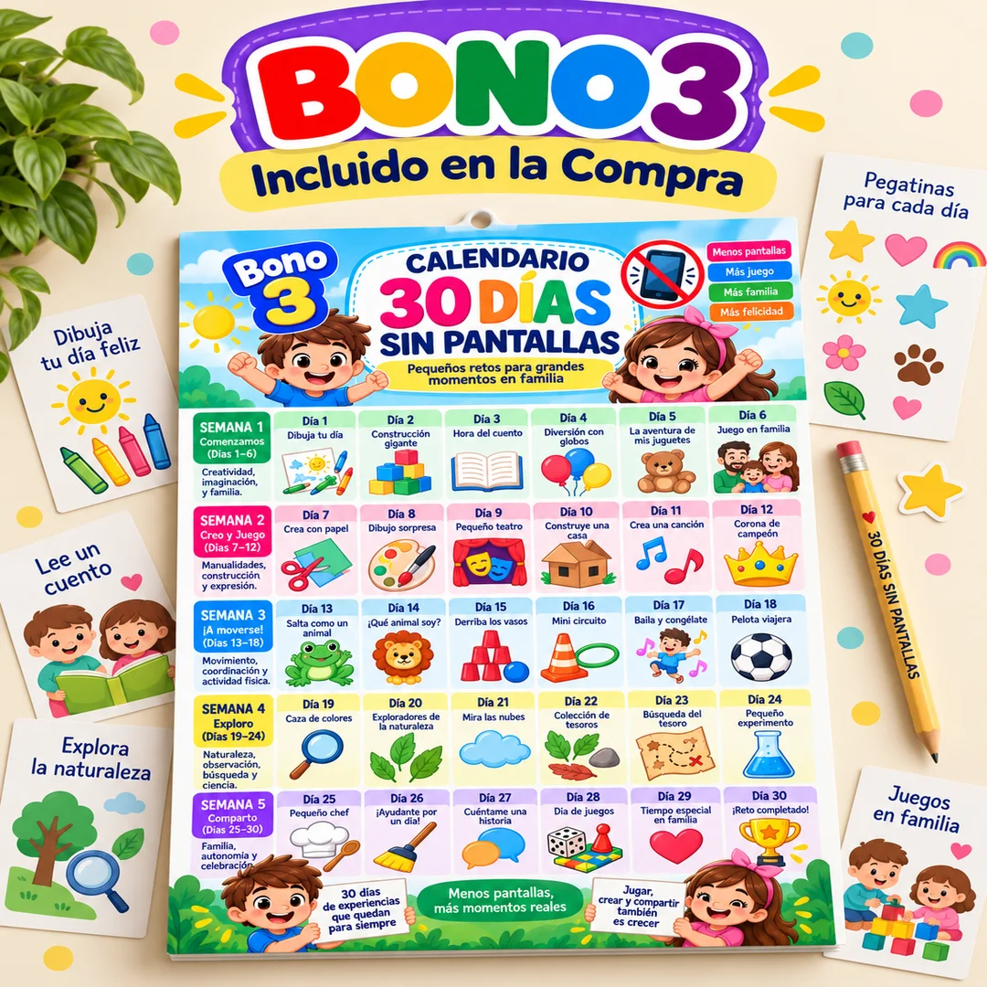 Bono 3: Calendario 30 Días Sin Pantallas